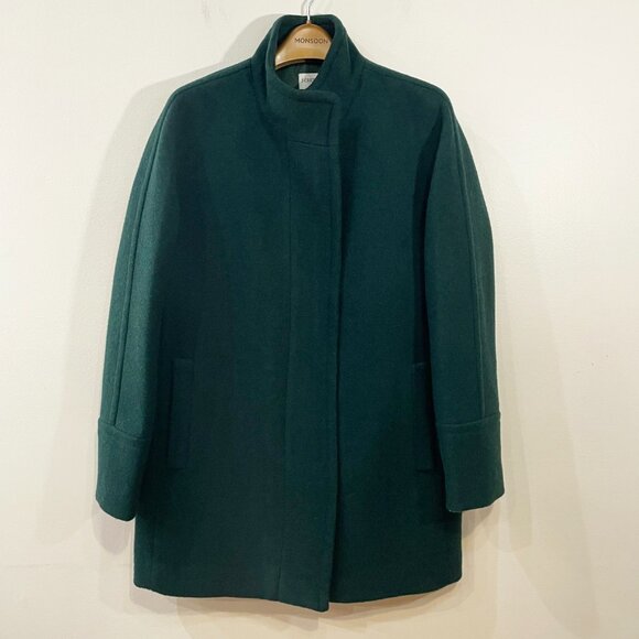 Last Chance! New J.Crew Wool Blend City Cocoon Coat Forest Green 10, M $238 - Picture 3 of 9